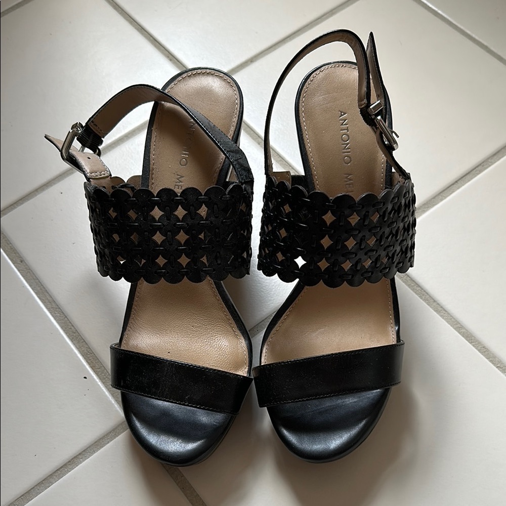 Antonio Melani Black Platform Sandals